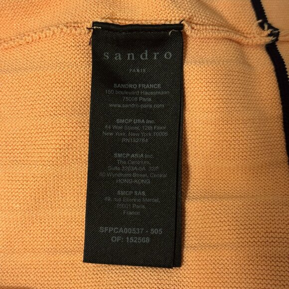 Sandro Paris Embroidered Knit Cardigan | Size M | Salmon Pink, Wool-Blend Knit - Picture 10 of 10